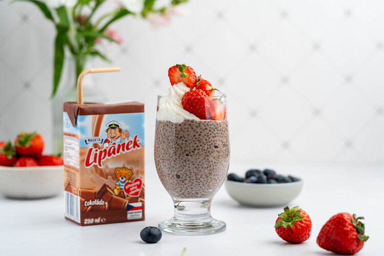 Čokoládový chia puding z mlieka Lipánek