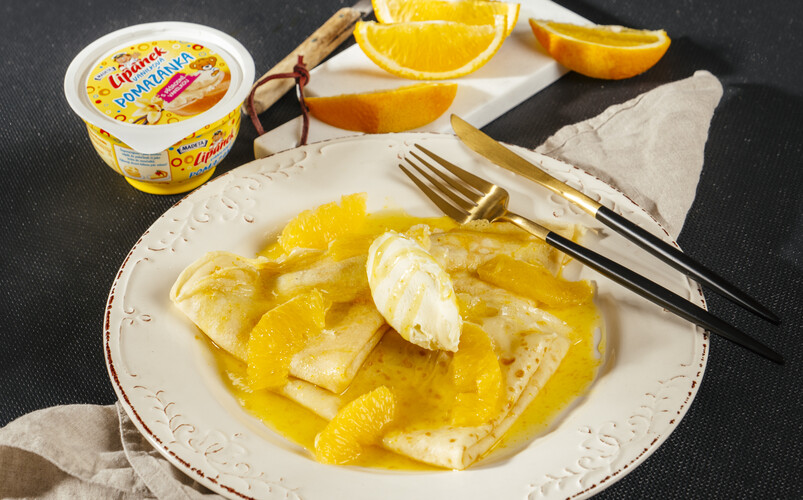 Crépes suzette so sladkou nátierkou Lipánek