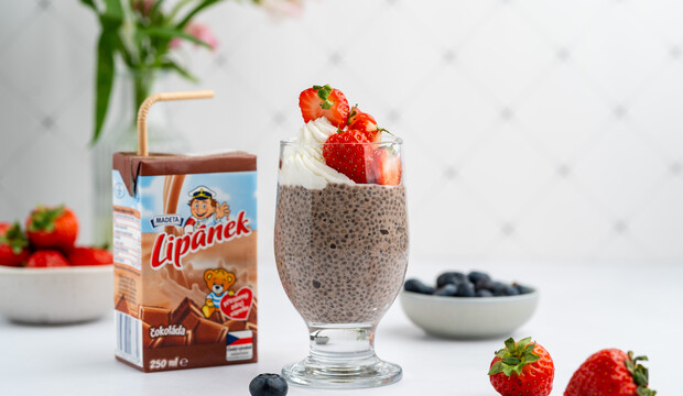 Čokoládový chia puding z mlieka Lipánek